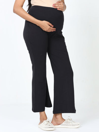 Black Cotton Maternity Plazo