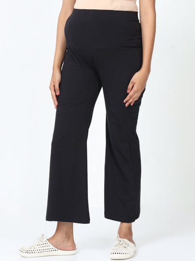 Black Cotton Maternity Plazo