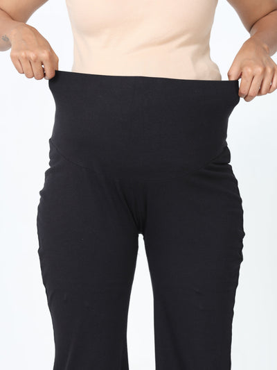 Black Cotton Maternity Plazo