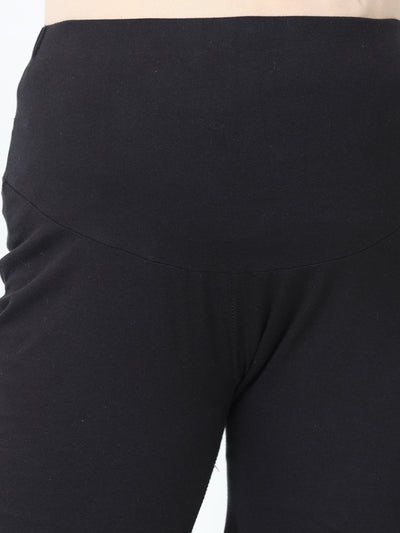 Black Cotton Maternity Plazo