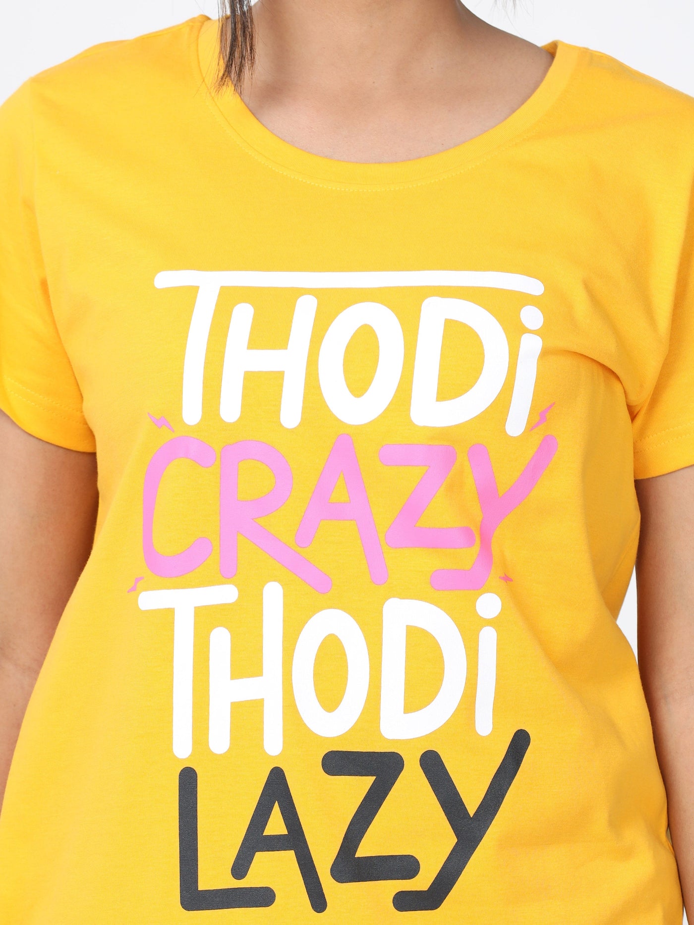 Hosiery Cotton Short Nighty Hindi Yellow