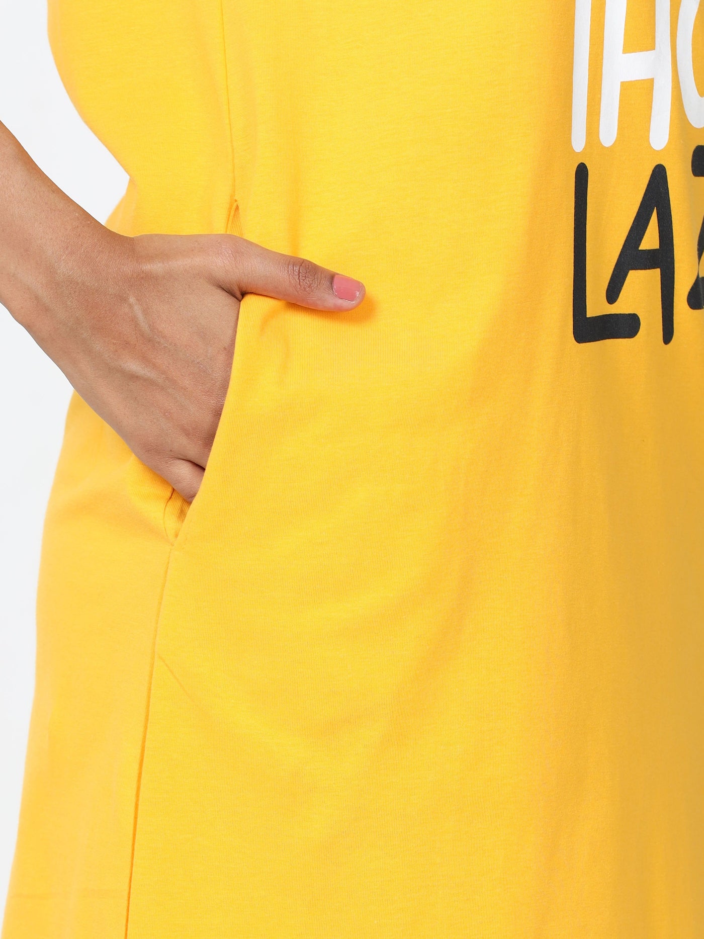 Hosiery Cotton Short Nighty Hindi Yellow