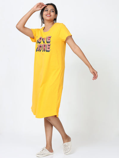 Hosiery Cotton Short Nighty Marigold
