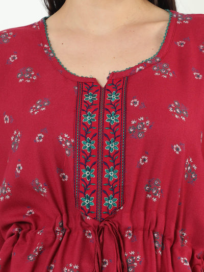 Strawberry Pink Alpine Designer Kaftan Nighty