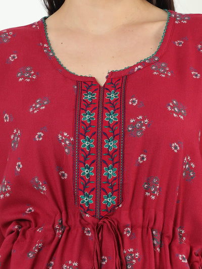 Strawberry Pink Alpine Designer Kaftan Nighty