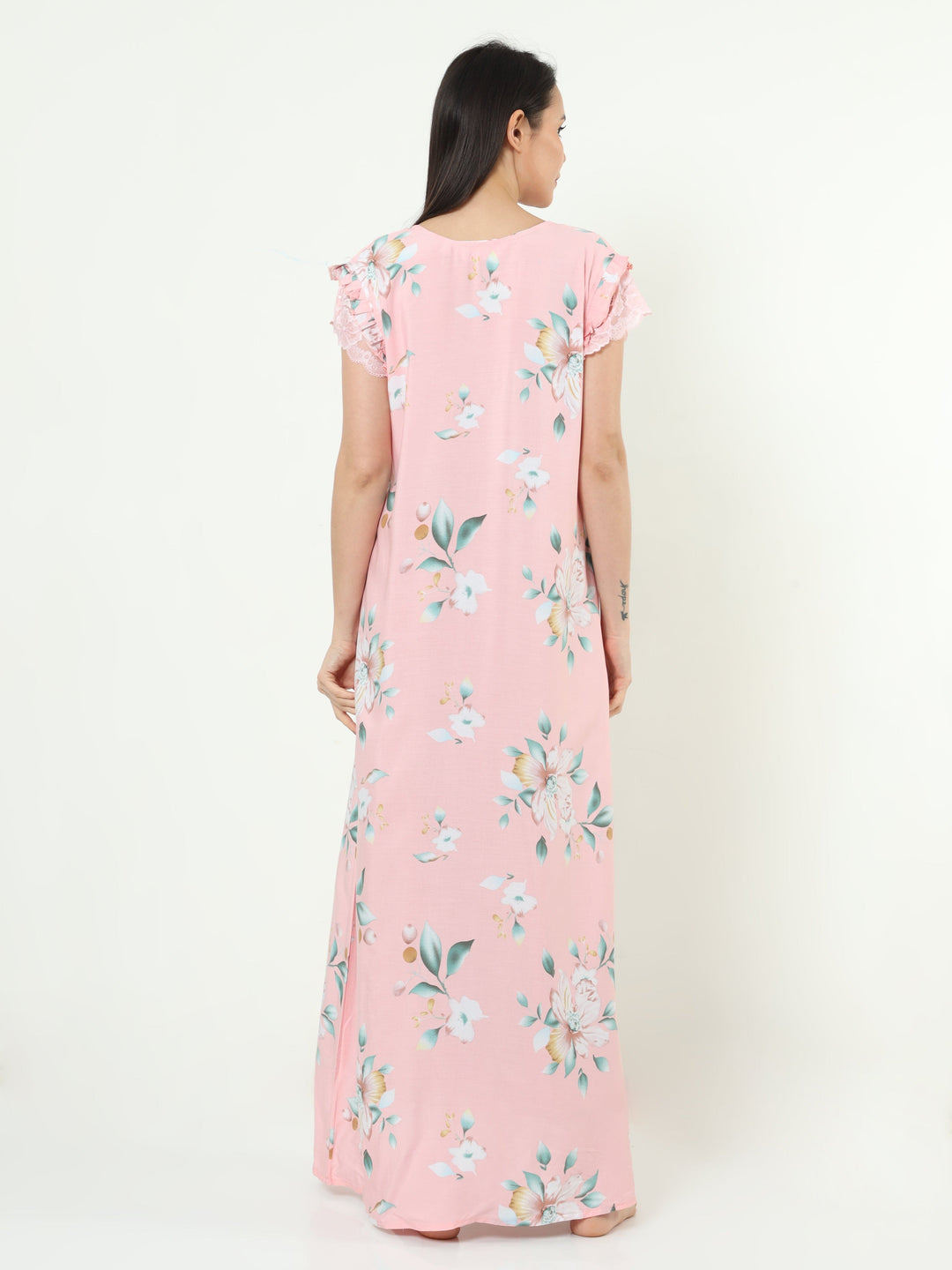  Rayon Designer Nighty  Baby Pink Rayon Designer Nighty | Rayon Nighty- 9shines label 