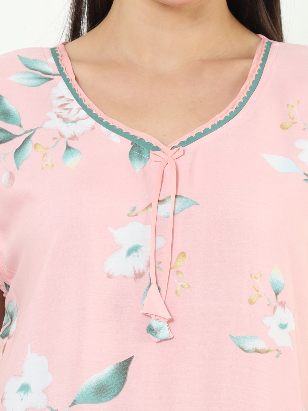  Rayon Designer Nighty  Baby Pink Rayon Designer Nighty | Rayon Nighty- 9shines label 