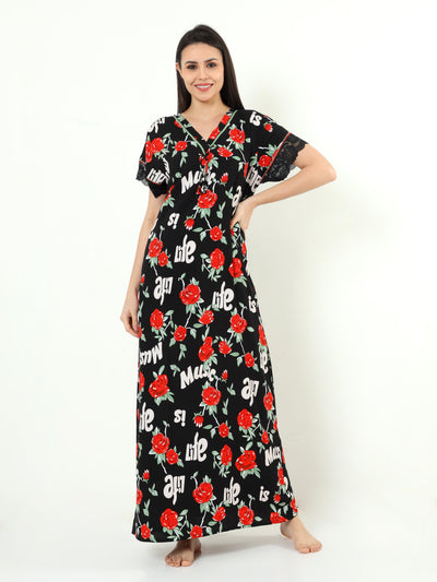 Rayon Designer Nighty Black