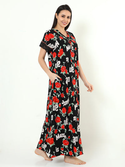 Rayon Designer Nighty Black