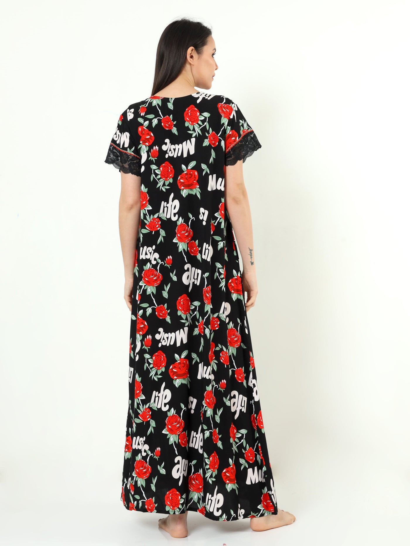 Rayon Designer Nighty Black