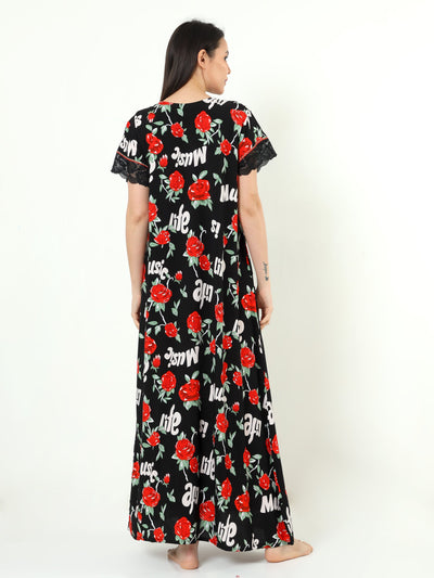 Rayon Designer Nighty Black