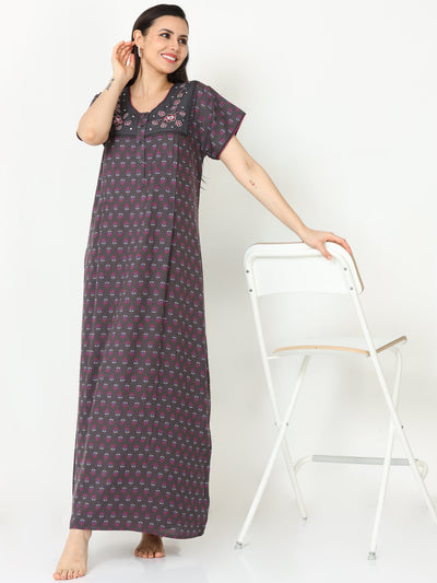 Alpine Maternity Feeding Nighty Grey