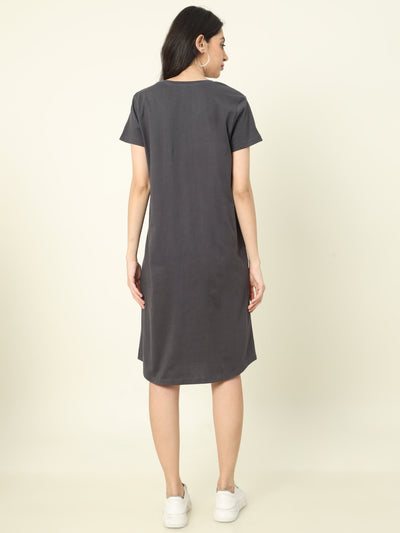 Hosiery Cotton Short Nighty Dark Grey
