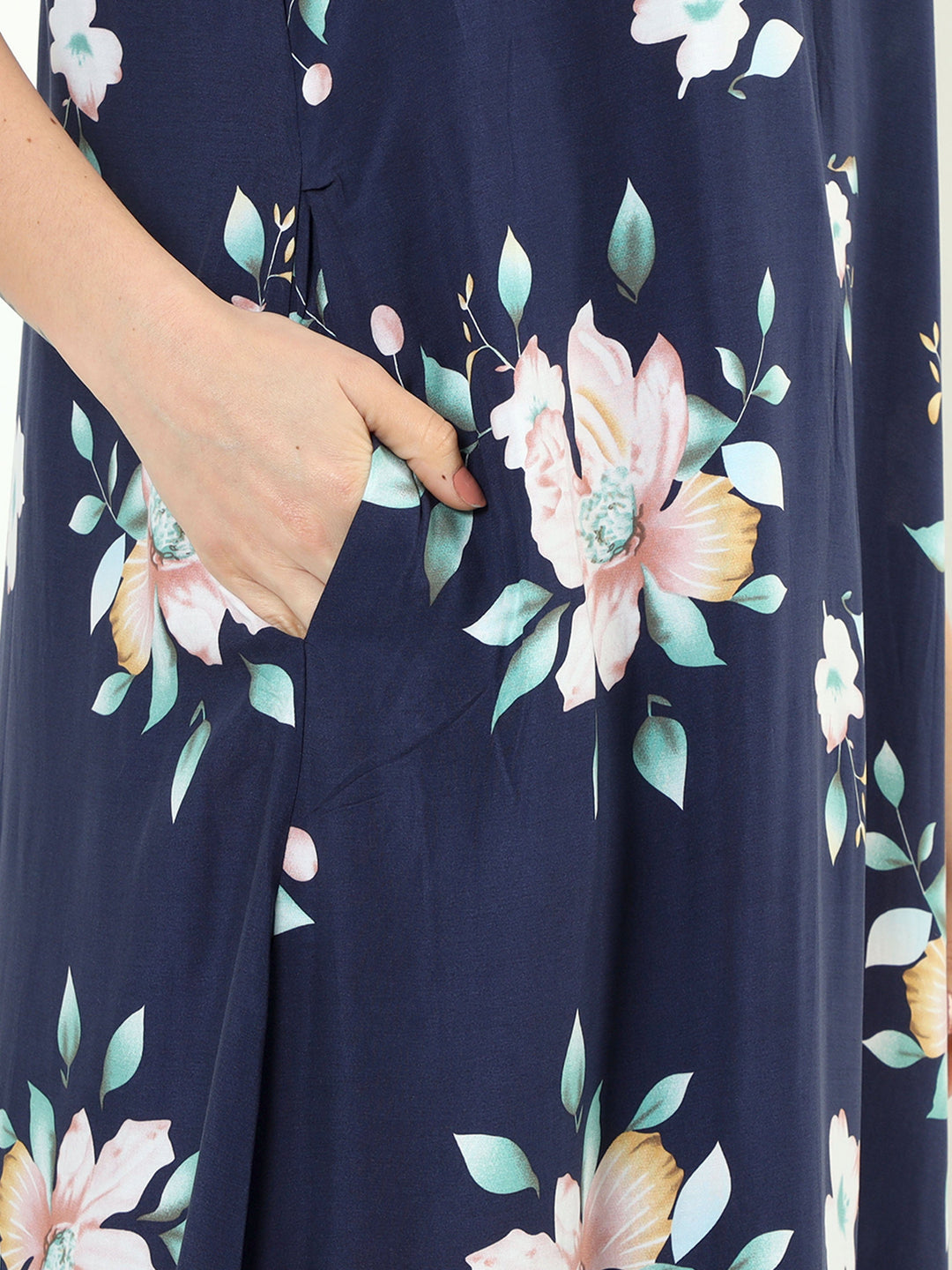  Rayon Designer Nighty  Rayon Designer Nighty | Blue- 9shines label 