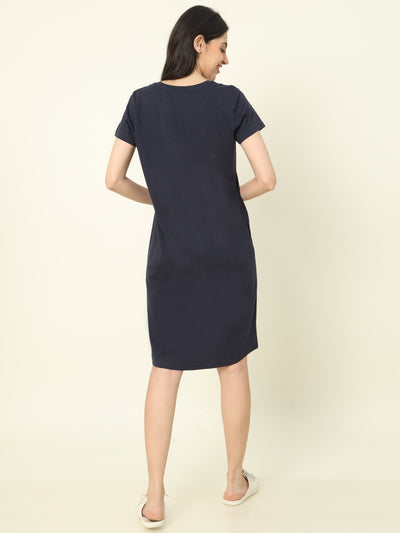 Hosiery Cotton Short Nighty Dark Blue