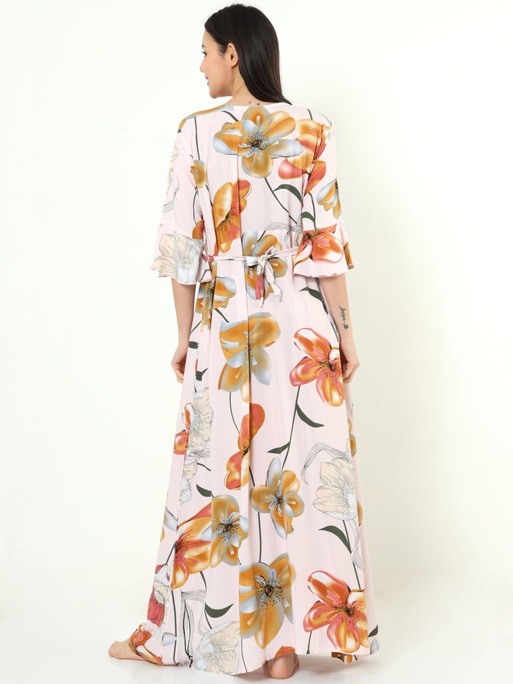  Rayon Designer Nighty  Peach Pink Rayon Designer Nighty | New Design Nighty- 9shines label 