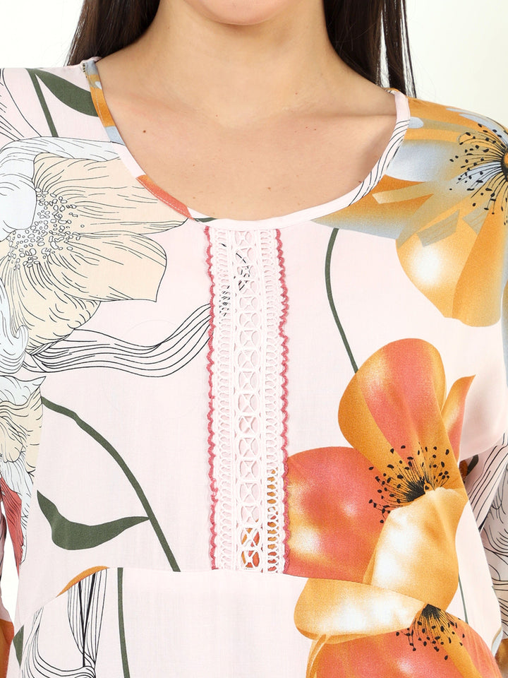  Rayon Designer Nighty  Peach Pink Rayon Designer Nighty | New Design Nighty- 9shines label 