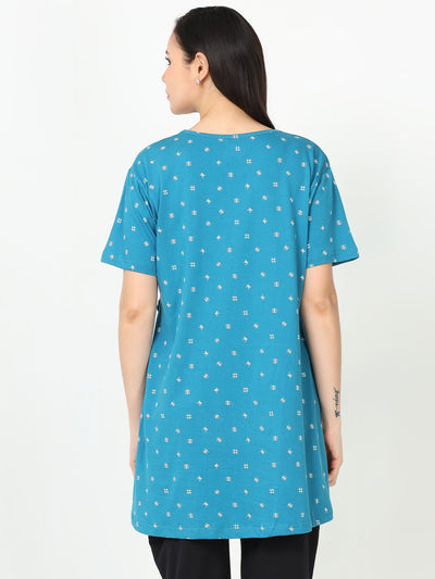 Hosiery Cotton Maternity Feeding Top Sea Blue