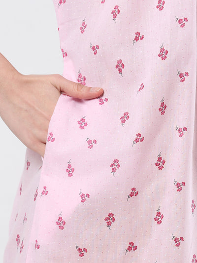  Grey Red Flower Cotton Designer Nighty 