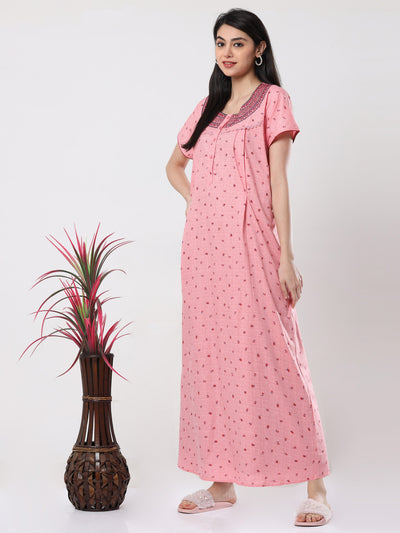 Pure Cotton Maternity Feeding Nighty Red Checks