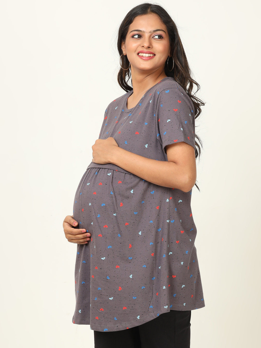  Maternity Top  Buy Grey Hosiery Cotton Maternity Feeding Tops Online- 9shines label 