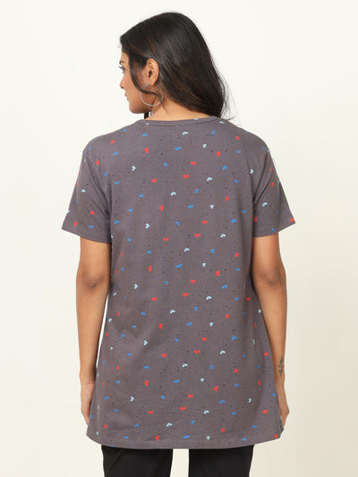 Hosiery Cotton Maternity Feeding Top Grey
