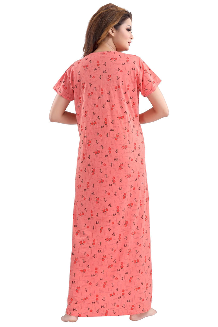  Maternity Long Nighty  Cotton Blend Maternity Feeding Nighty | Peach- 9shines label 