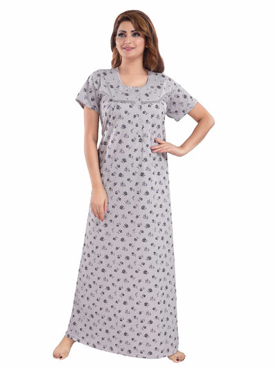 Quilt Blue Cotton Blend Designer Nighty 