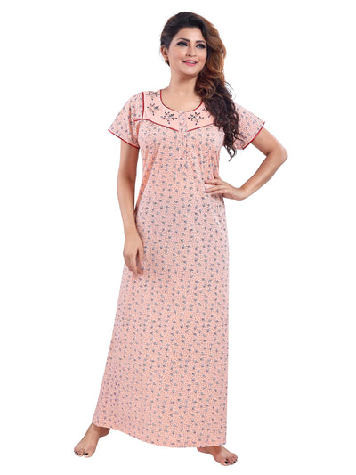 Orange Cotton Blend Designer Nighty 