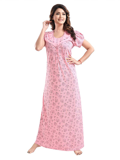 Peach Cotton Blend Designer Nighty 