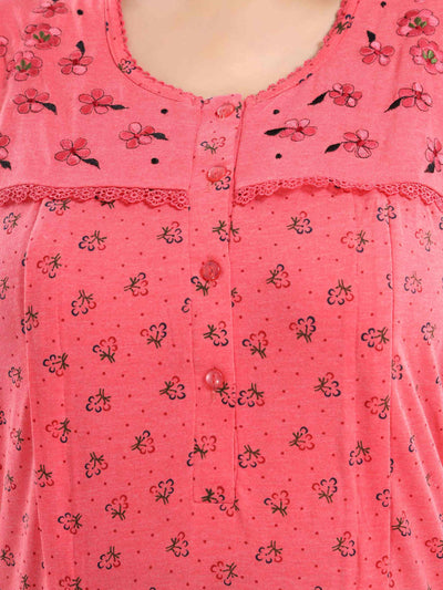 Cotton Blend Maternity Feeding Nighty New Peach