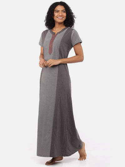  Charcoal Black Hosiery Cotton Designer Nighty |