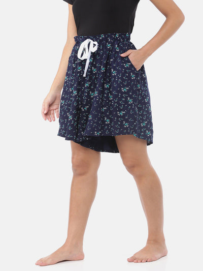 Rayon All Over Print Shorts Blue