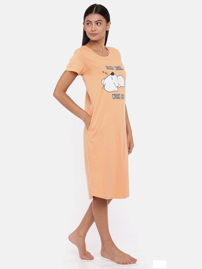 Hosiery Cotton Short Nighty Peach Sleepy Dog