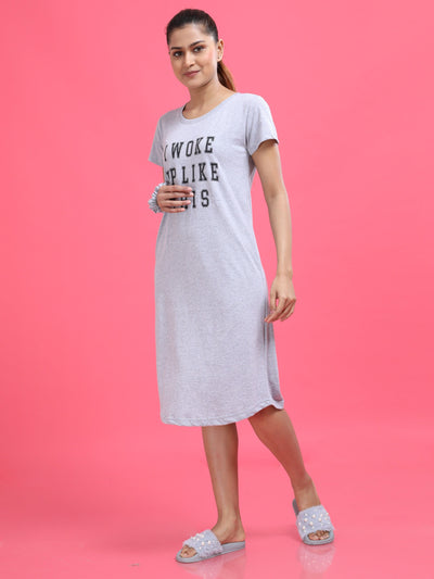 Hosiery Cotton Short Nighty Grey