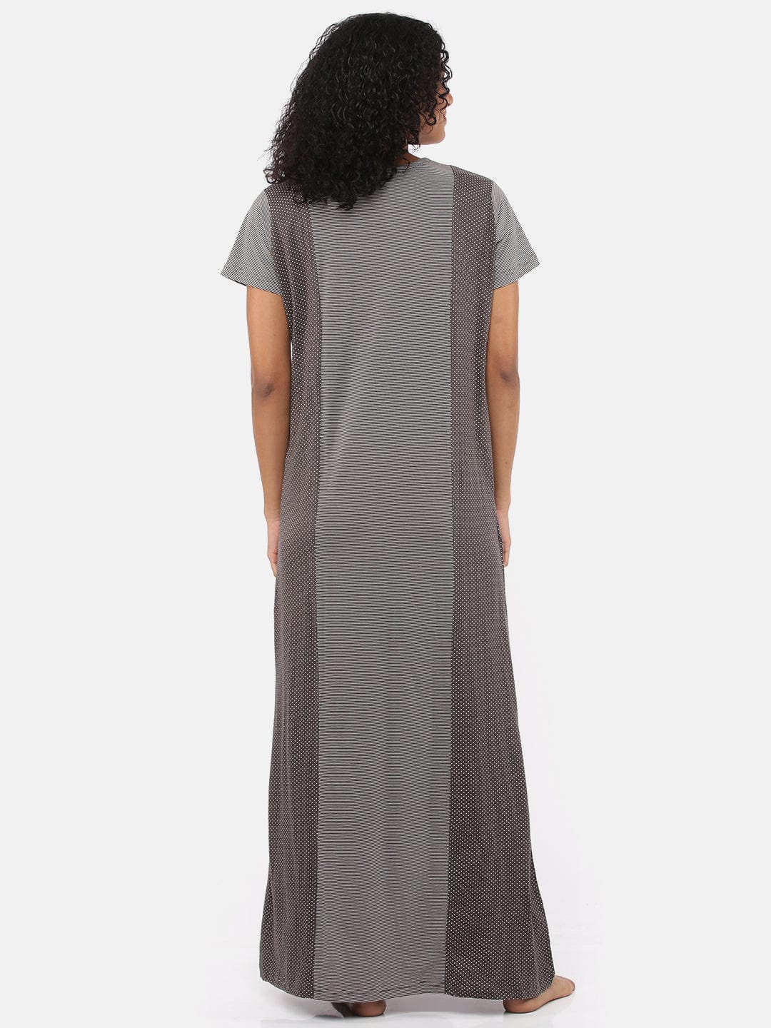  Charcoal Black Hosiery Cotton Designer Nighty |