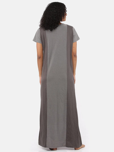  Charcoal Black Hosiery Cotton Designer Nighty |