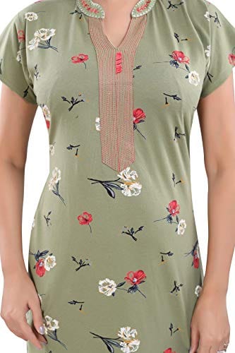 Light Green Hosiery Cotton Designer Nighty