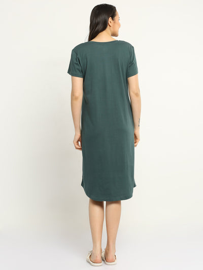 Hosiery Cotton Short Nighty Bottle Green