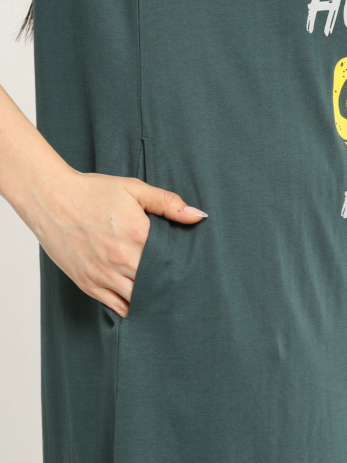Hosiery Cotton Short Nighty Bottle Green