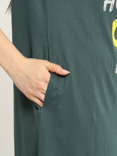 Hosiery Cotton Short Nighty Bottle Green