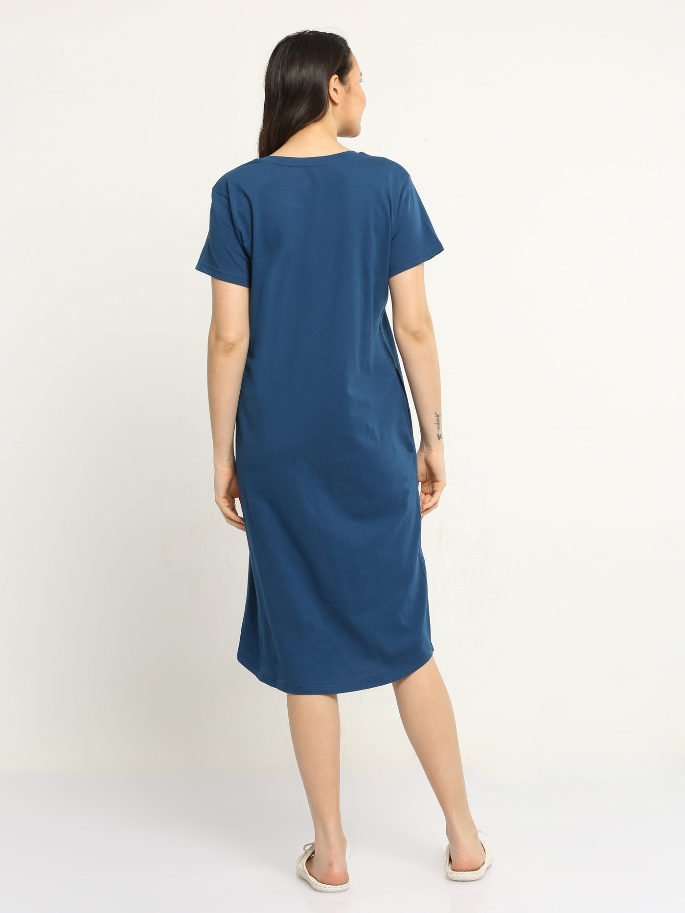 Hosiery Cotton Short Nighty Berry Blue