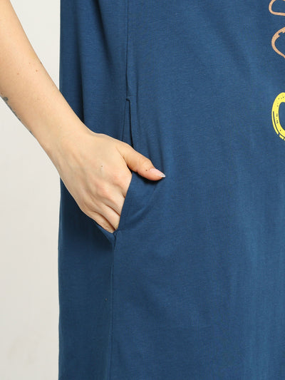 Hosiery Cotton Short Nighty Berry Blue