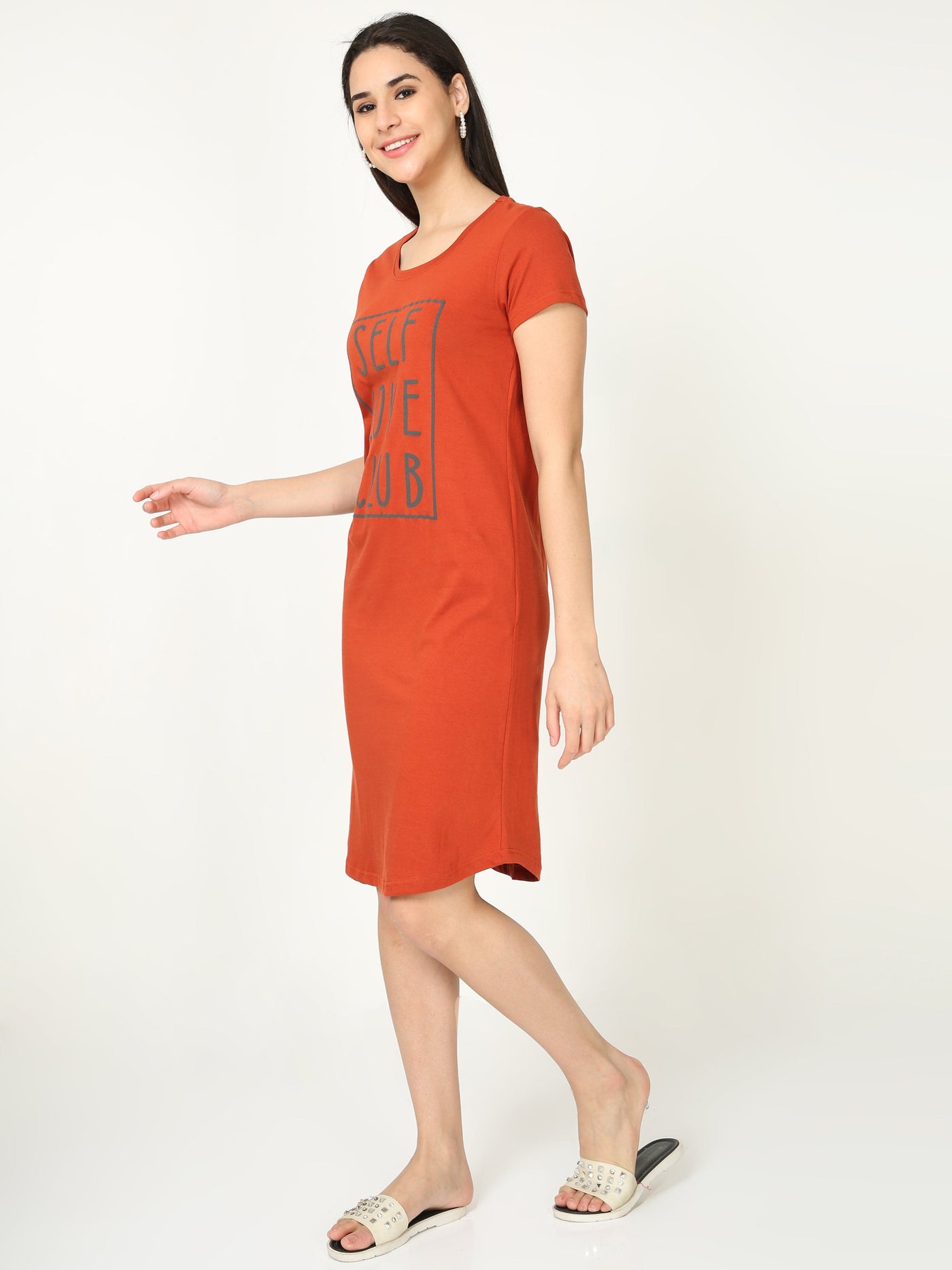 Hosiery Cotton Short Nighty Rust Orange