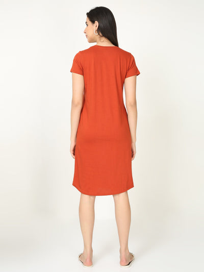 Hosiery Cotton Short Nighty Rust Orange