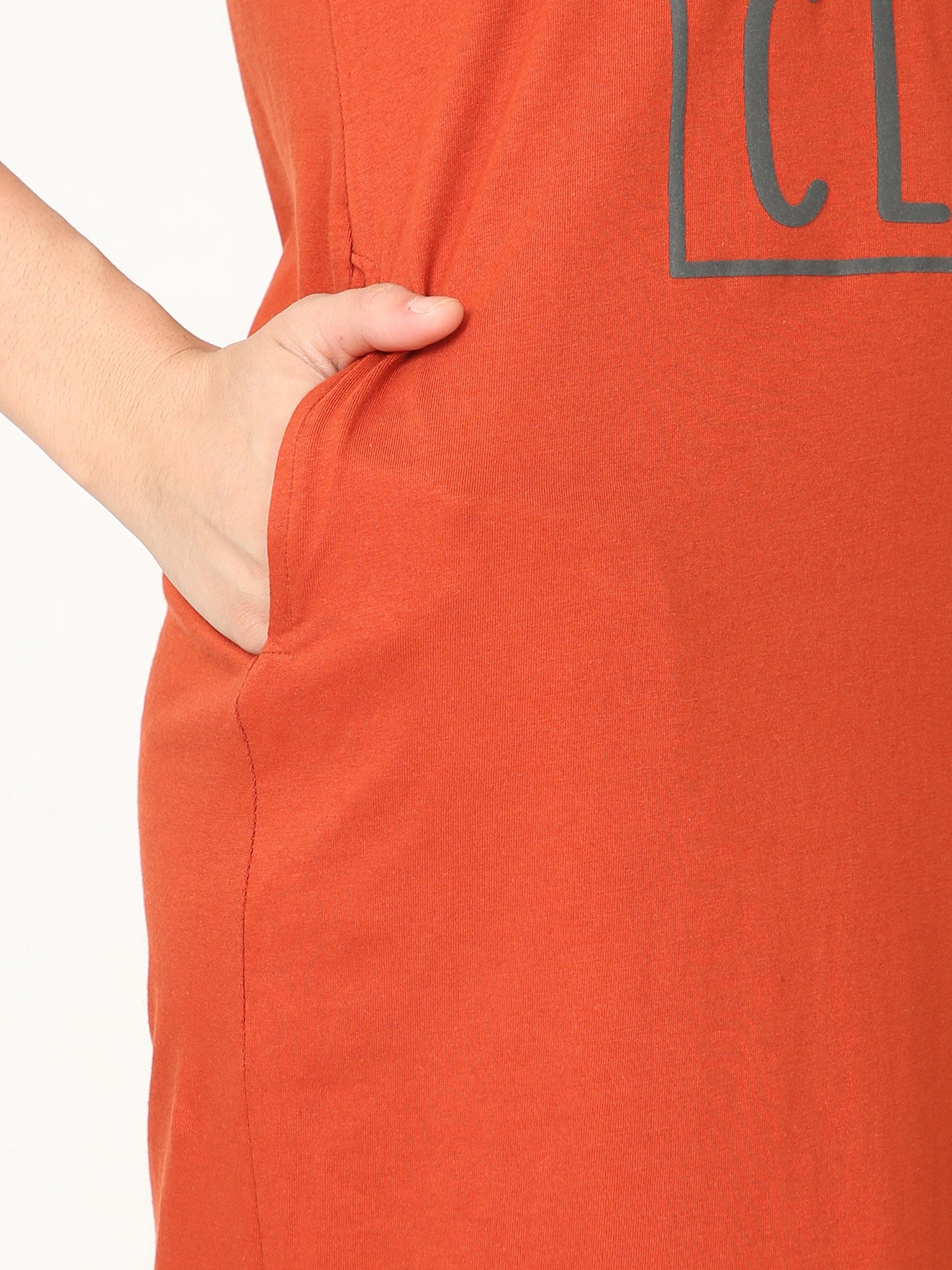Hosiery Cotton Short Nighty Rust Orange