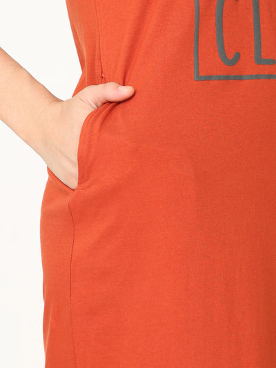 Hosiery Cotton Short Nighty Rust Orange