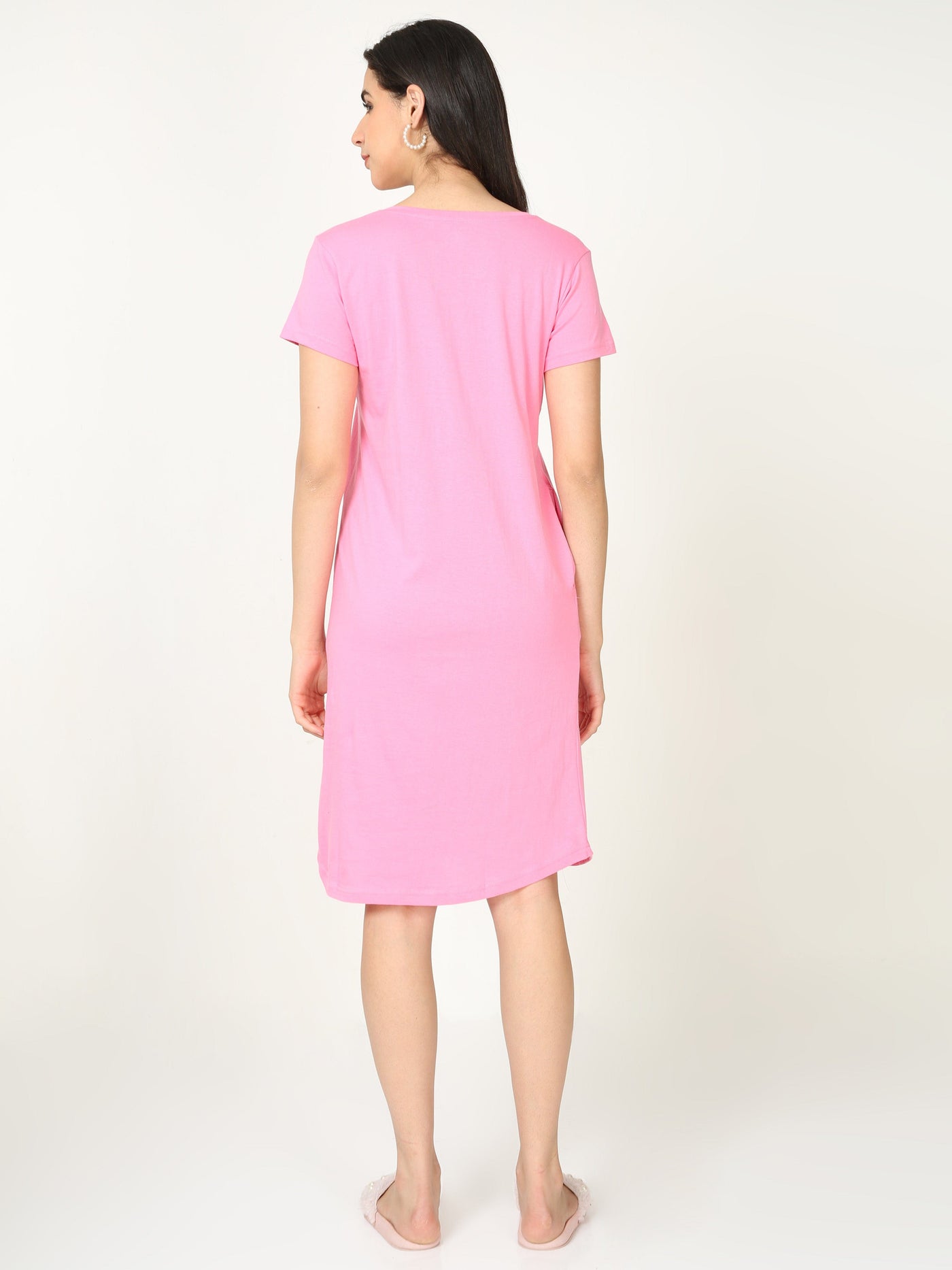 Hosiery Cotton Short Nighty Pink