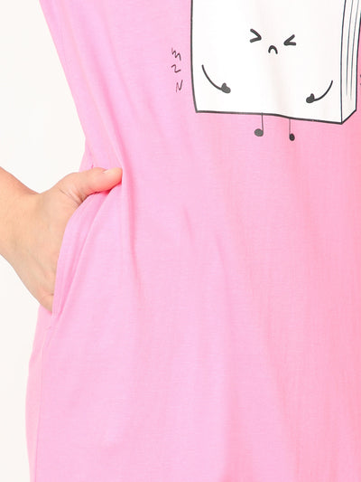 Hosiery Cotton Short Nighty Pink