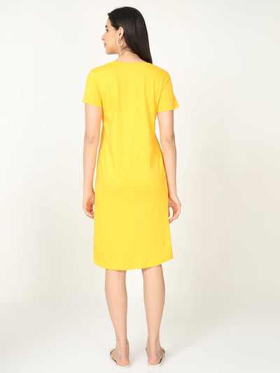Hosiery Cotton Short Nighty Yellow